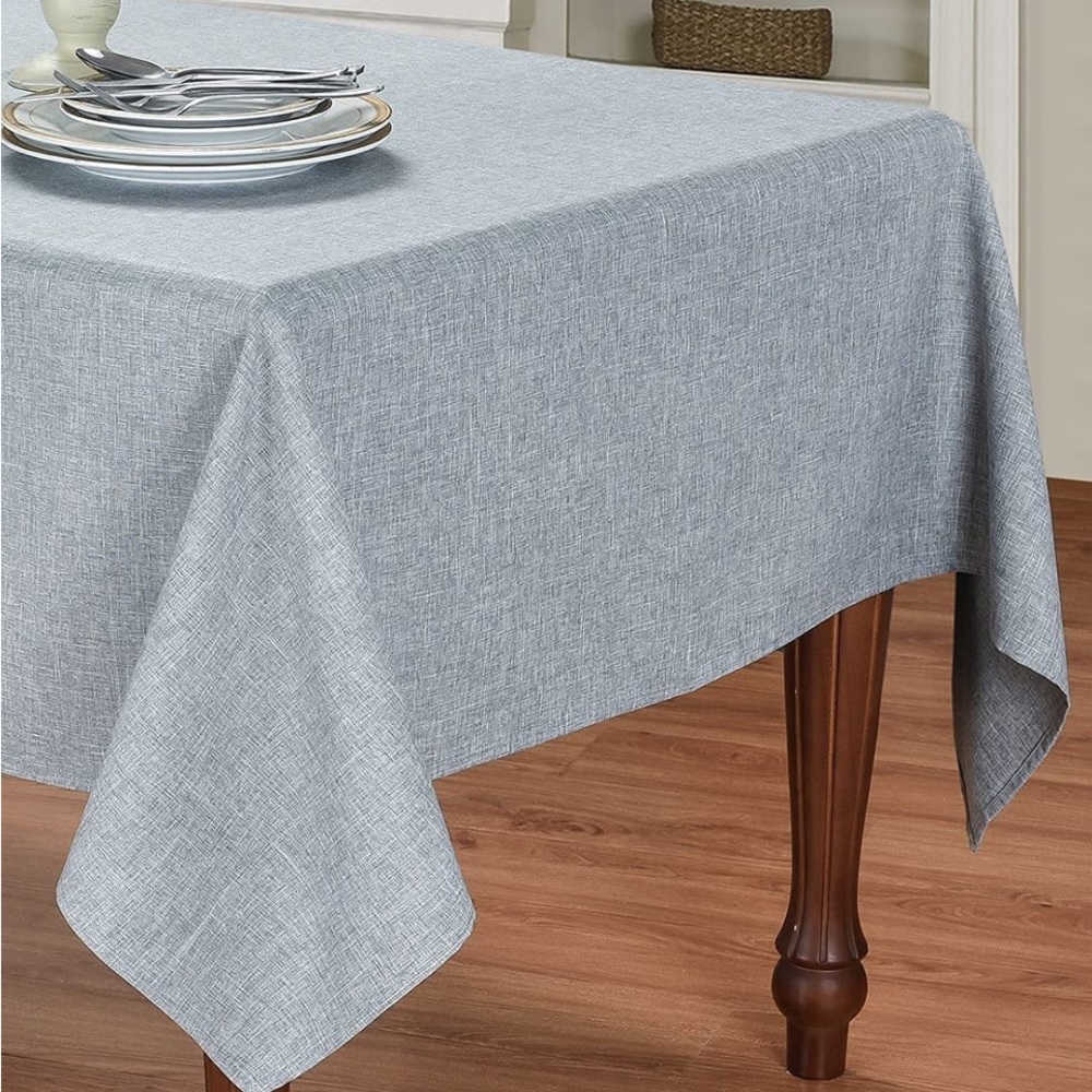 Linen Look Indoor Outdoor Rectangular Tablecloth, Slate Grey 60 x 120